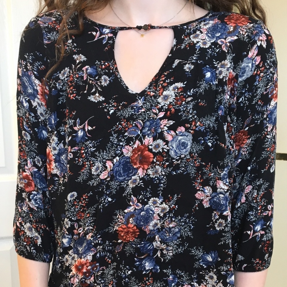 American Eagle AEO top flower 3/4 sleeve babydoll